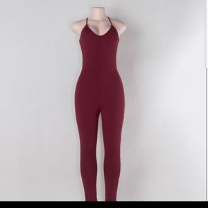 Burgundy body suit - form fitting